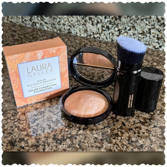 Laura Geller Baked Balance-N-Brighten Foundation LIGHT/Kabuki Brush Bun… - Picture 14 of 14
